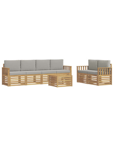 Set di divani da esterno 7 pcs Bianco e Grigio Chiaro