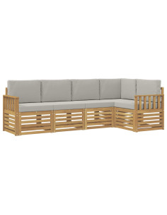 Set di divani da esterno 5 pcs Bianco e Grigio Chiaro 2