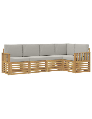 Set di divani da esterno 5 pcs Bianco e Grigio Chiaro
