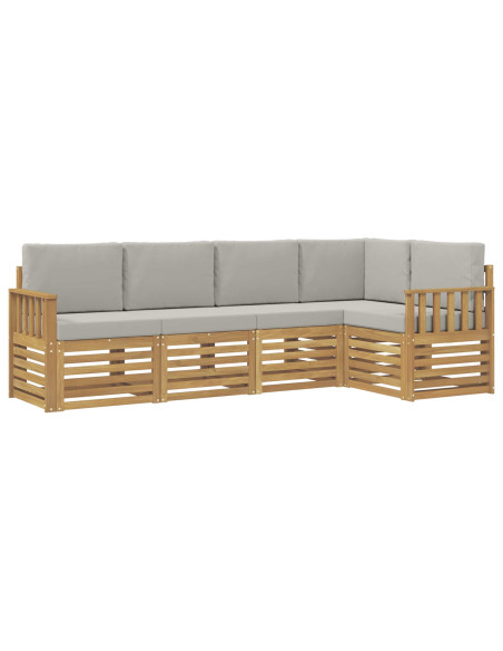 Set di divani da esterno 5 pcs Bianco e Grigio Chiaro