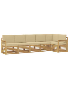 Set di divani da esterno 6 pcs Bianco e Beige 2