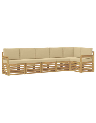 Set di divani da esterno 6 pcs Bianco e Beige