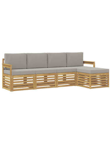 Set di divani da esterno 5 pcs Bianco e Grigio Chiaro