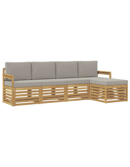 Set di divani da esterno 5 pcs Bianco e Grigio Chiaro