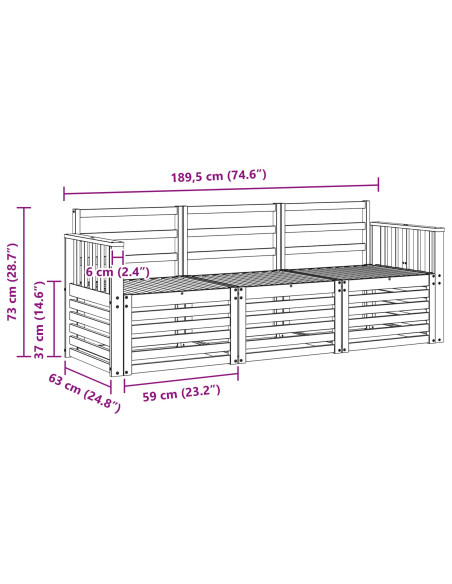 Set divani Legno di Acacia Massello