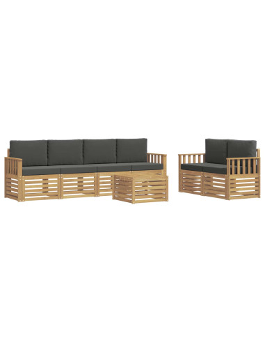 Set di divani da esterno 7 pcs Bianco e Antracite Poliestere