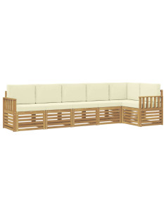 Set di divani da esterno 6 pcs Bianco e Crema 2