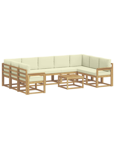 Set di divani da esterno 10 pcs Bianco e Crema 59 x 59 x 37 cm