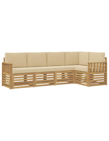 Set di divani da esterno 5 pcs Bianco e Beige