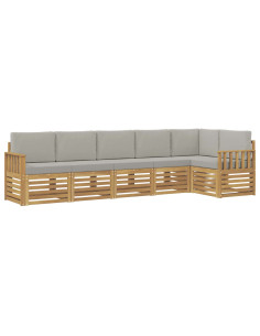 Set di divani da esterno 6 pcs Bianco e Grigio Chiaro 2