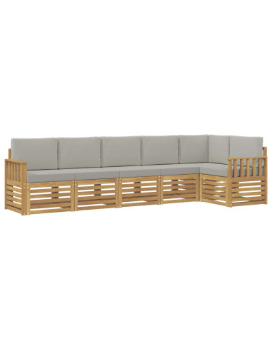 Set di divani da esterno 6 pcs Bianco e Grigio Chiaro
