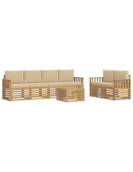 Set di divani da esterno 7 pcs Bianco e Beige Poliestere