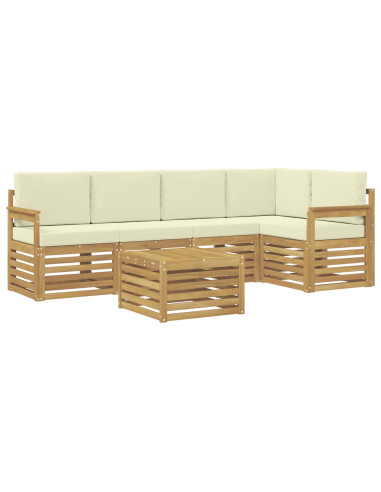 Set di divani da esterno 6 pcs Bianco e Crema 59 x 59 x 37 cm