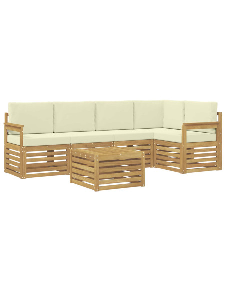 Set di divani da esterno 6 pcs Bianco e Crema 59 x 59 x 37 cm