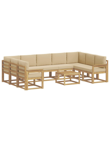 Set di divani da esterno 10 pcs Bianco e Beige 59 x 59 x 37 cm