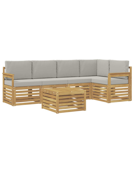 Set di divani da esterno 6 pcs Bianco e Grigio Chiaro