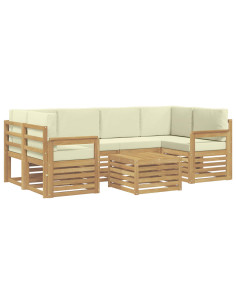 Set di divani da esterno 7 pcs Bianco e Crema Poliestere 2