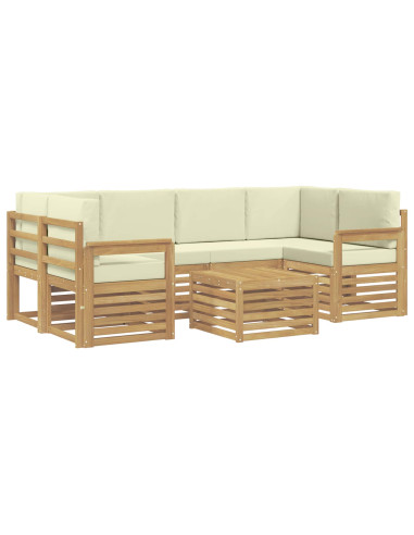 Set di divani da esterno 7 pcs Bianco e Crema Poliestere