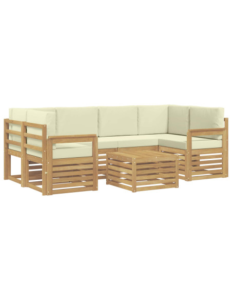Set di divani da esterno 7 pcs Bianco e Crema Poliestere
