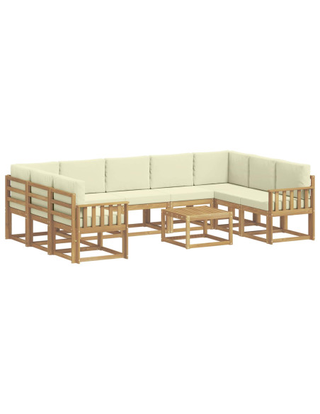 Set di divani da esterno 10 pcs Bianco e Crema 59 x 59 x 37 cm