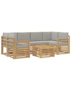 Set di divani da esterno 7 pcs Bianco e Grigio Chiaro 2