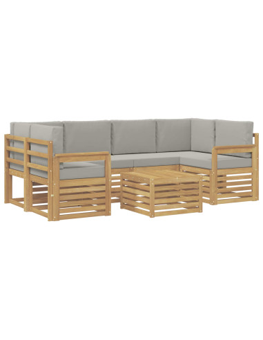 Set di divani da esterno 7 pcs Bianco e Grigio Chiaro