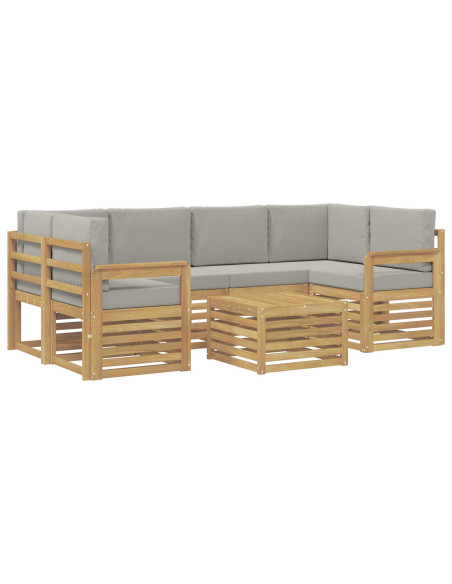 Set di divani da esterno 7 pcs Bianco e Grigio Chiaro