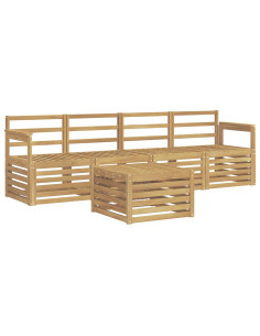 Set di divani da esterno 5 pcs Bianco Legno di Acacia Massello 2