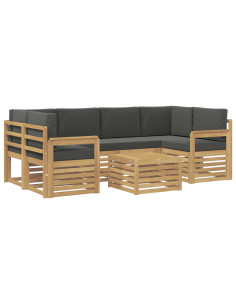 Set di divani da esterno 7 pcs Bianco e Antracite Poliestere 2