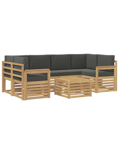Set di divani da esterno 7 pcs Bianco e Antracite Poliestere