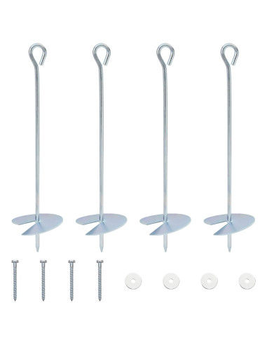 Ancora per Terra 4 pcs Argento Ø10 x 40 cm Metallo Galvanizzato