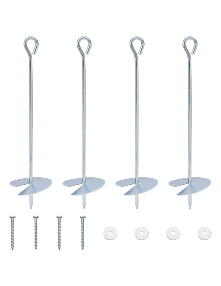 Ancora per Terra 4 pcs Argento Ø10 x 40 cm Metallo Galvanizzato