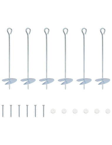 Ancora per Terra 6 pcs Argento Ø10 x 40 cm Metallo Galvanizzato