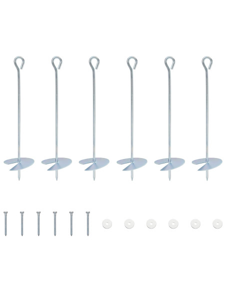 Ancora per Terra 6 pcs Argento Ø10 x 40 cm Metallo Galvanizzato