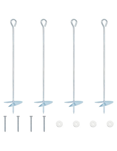 Ancora per Terra 4 pcs Argento Ø10 x 50 cm Metallo Galvanizzato