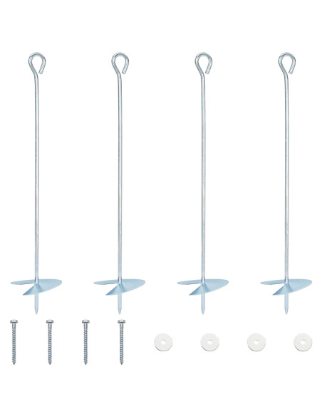 Ancora per Terra 4 pcs Argento Ø10 x 50 cm Metallo Galvanizzato
