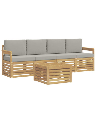 Set di divani da esterno 5 pcs Bianco e Grigio Chiaro
