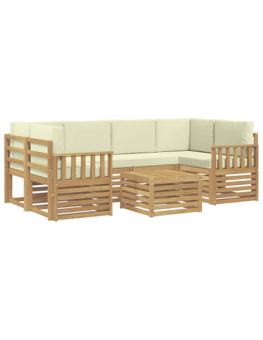 Set di divani da esterno 7 pcs Bianco e Crema Poliestere