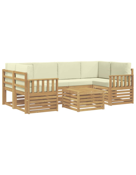 Set di divani da esterno 7 pcs Bianco e Crema Poliestere