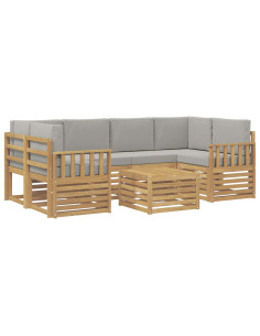 Set di divani da esterno 7 pcs Bianco e Grigio Chiaro 2