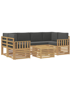 Set di divani da esterno 7 pcs Bianco e Antracite Poliestere 2