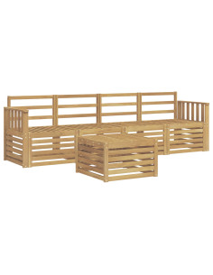 Set di divani da esterno 5 pcs Bianco Legno di Acacia Massello 2
