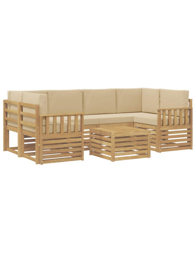 Set di divani da esterno 7 pcs Bianco e Beige Poliestere