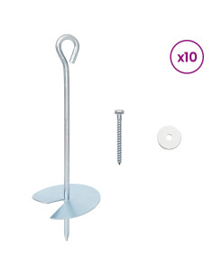 Ancora per Terra 10 pcs Argento Ø10 x 30 cm 2