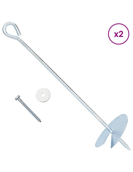 Ancora per Terra 4 pcs Argento Ø10 x 40 cm Metallo Galvanizzato