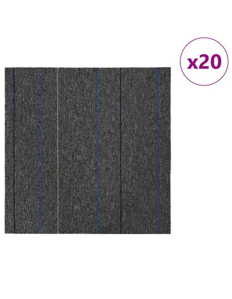 Piastrella per Tappeto Grigio Medio con Strisce 50 x 50 cm
