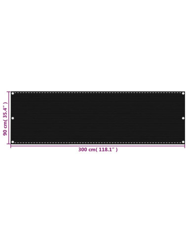 Paravento da Balcone Nero 90x300 cm in HDPE