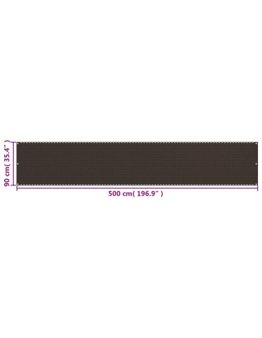 Schermo Frangivista per Balcone Marrone 90x500 cm in HDPE