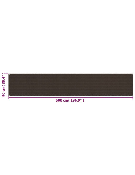 Schermo Frangivista per Balcone Marrone 90x500 cm in HDPE
