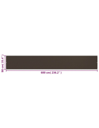 Paravento da Balcone Marrone 90x600 cm in HDPE